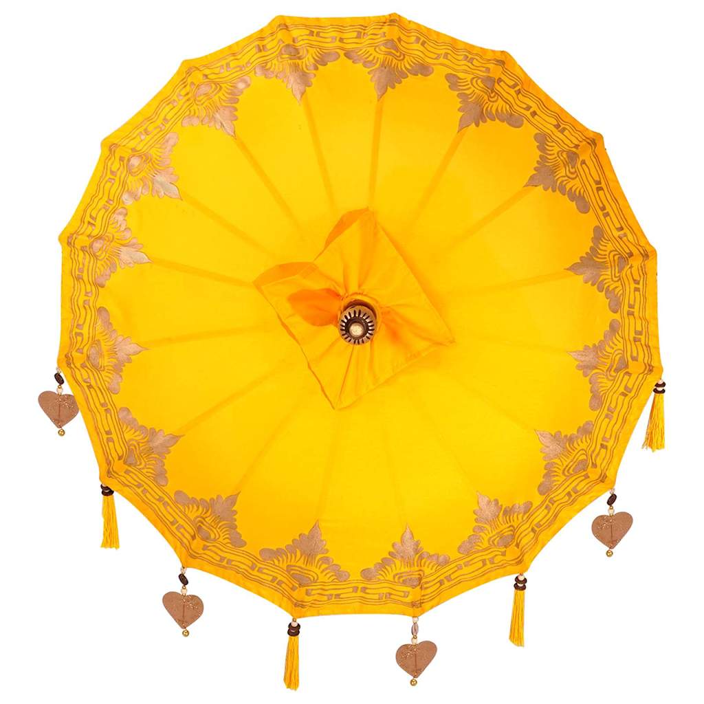 Balinese Parasol Yellow (90-100) x 260 cm Cotton and solid wood