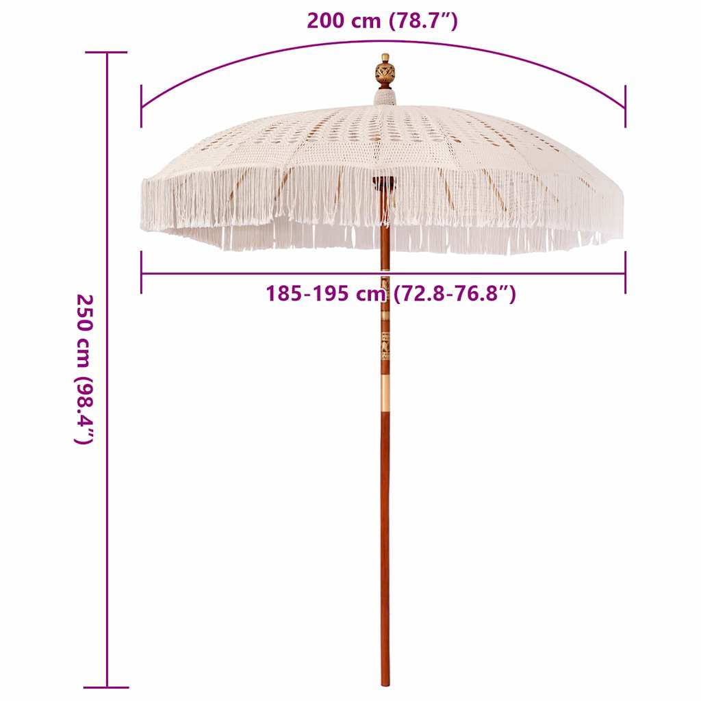 Macrame Parasol Cream 190 x 190 x 260 cm