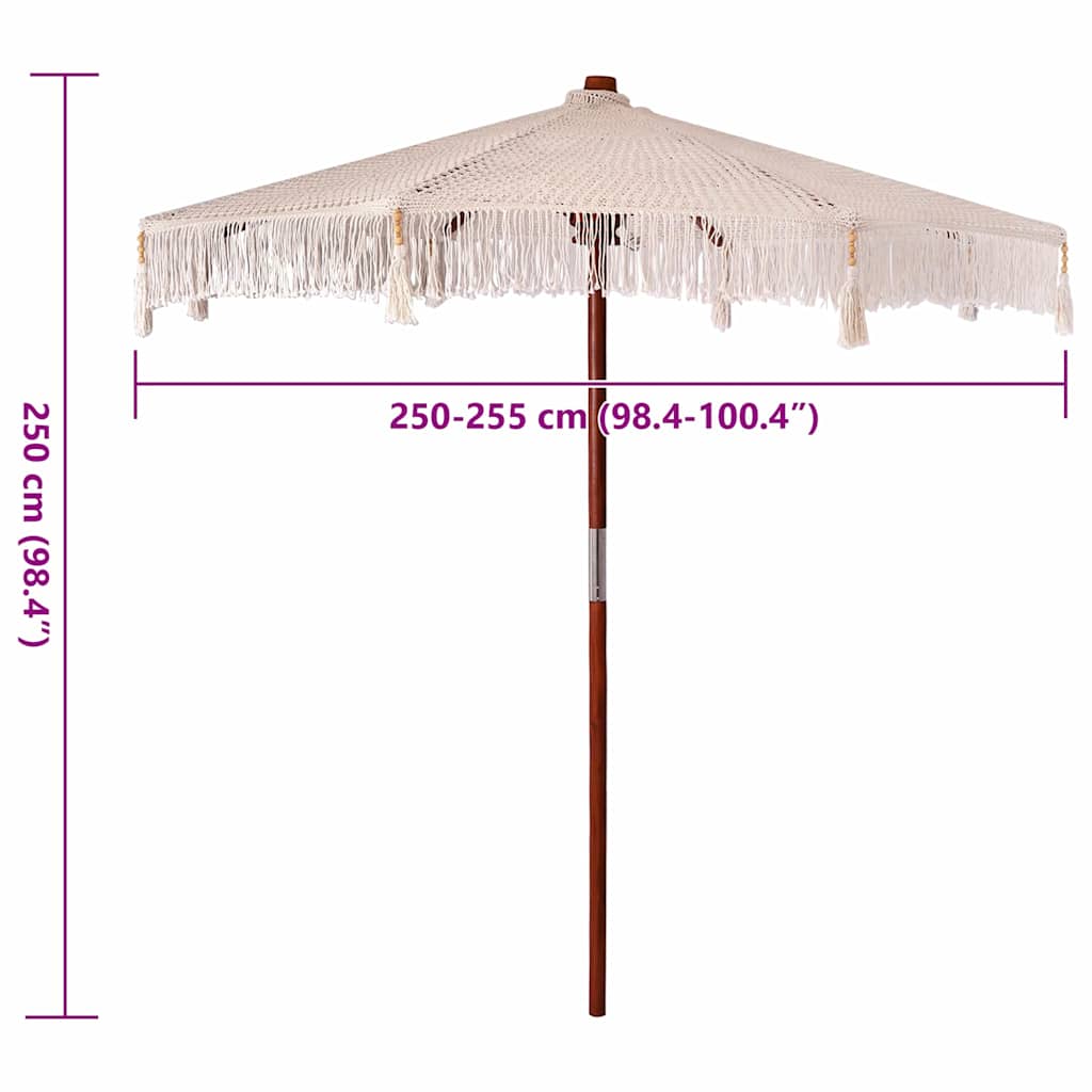 Macrame Parasol Cream 252.5 x 252.5 x 260 cm