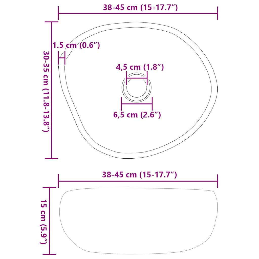 Basin Light grey (38-45) x (30-35) x 15 cm River stone