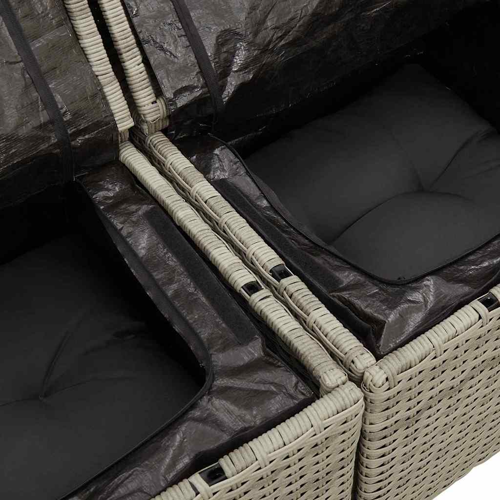 Garden Sofa with Cushion Grey 120 x 62 x 69cm Poly Rattan