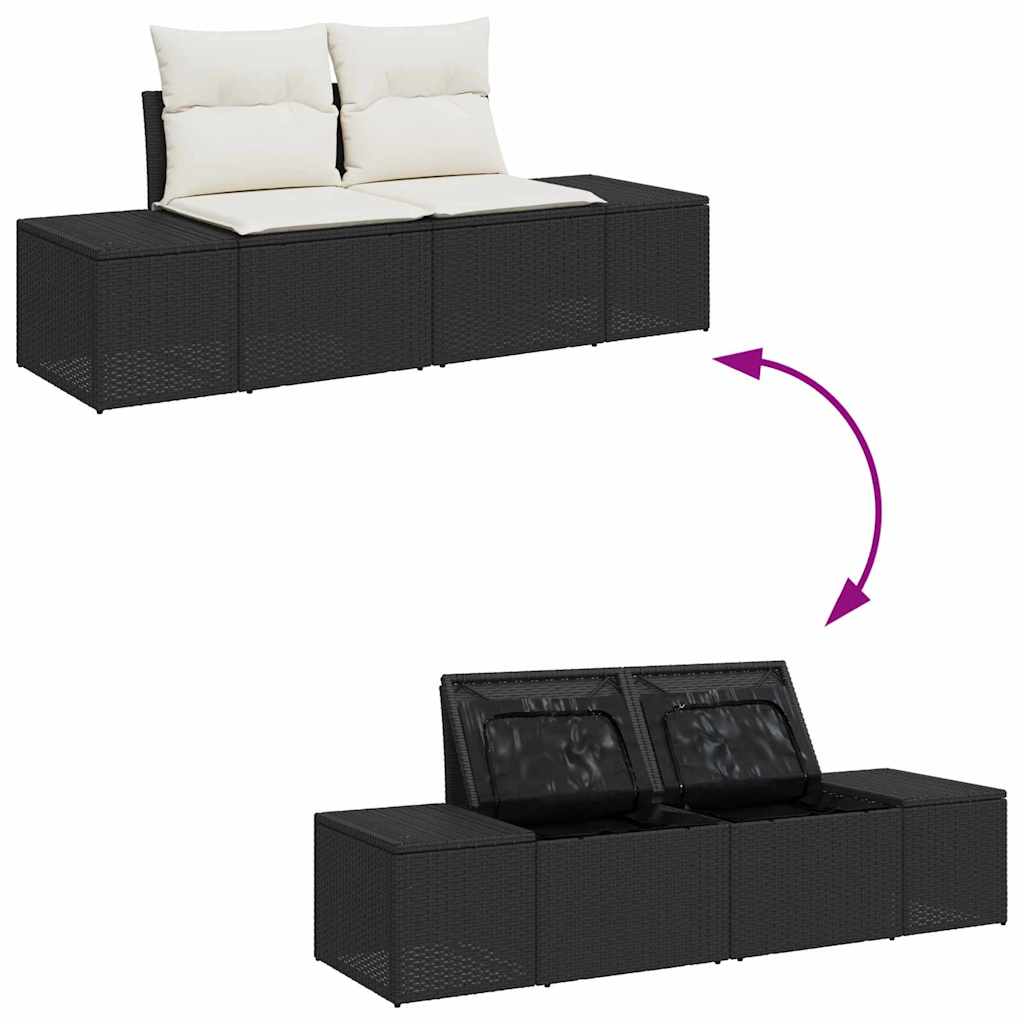 Garden Sofa with Cushion Black 123 x 62 x 69cm Poly Rattan
