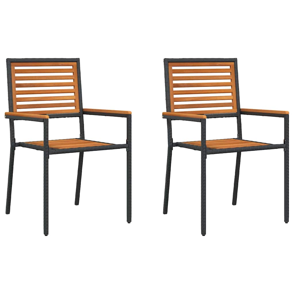 Garden Stacking Chairs 2 pcs Brown and Black