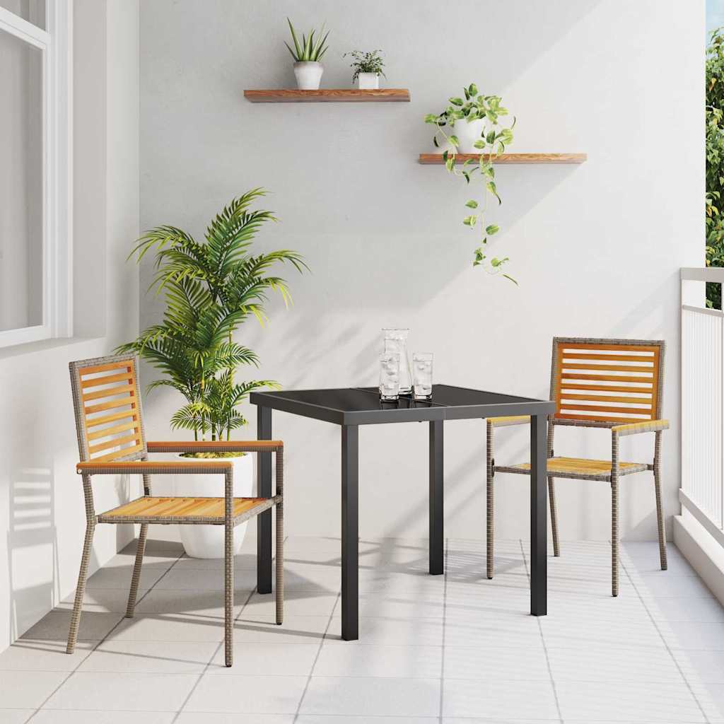 Garden Stacking Chairs 2 pcs Brown and Grey