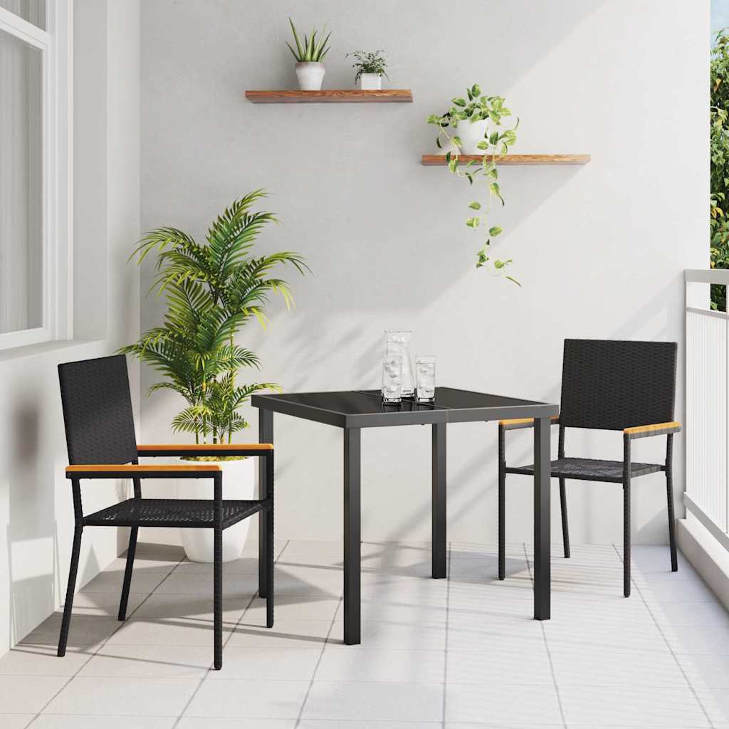 Garden Stacking Chairs 2 pcs Black and Brown