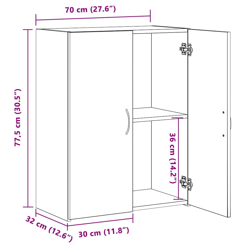 Office Cabinet Artisan oak 60 x 32 x 77.5 Engineered wood