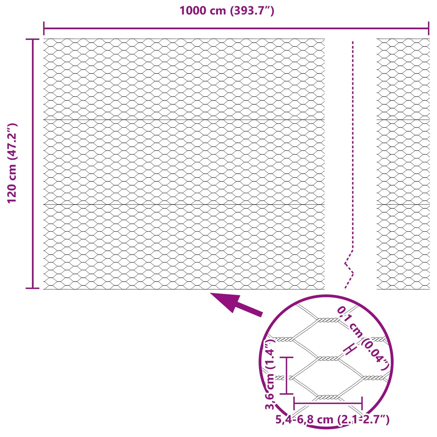 Hexagon Fence Green 1.2 x 10 m Steel