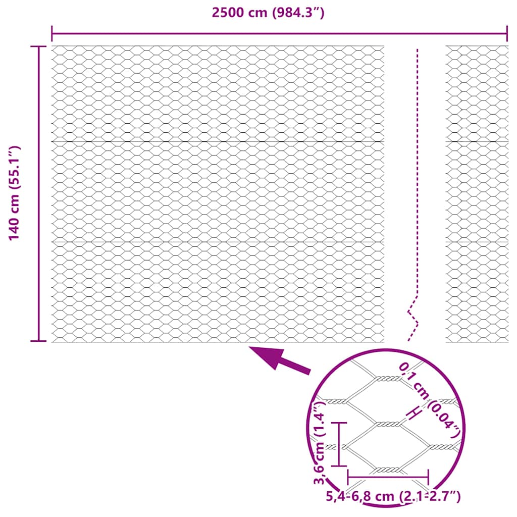 Hexagon Fence Grey 1.4 x 25 m Steel