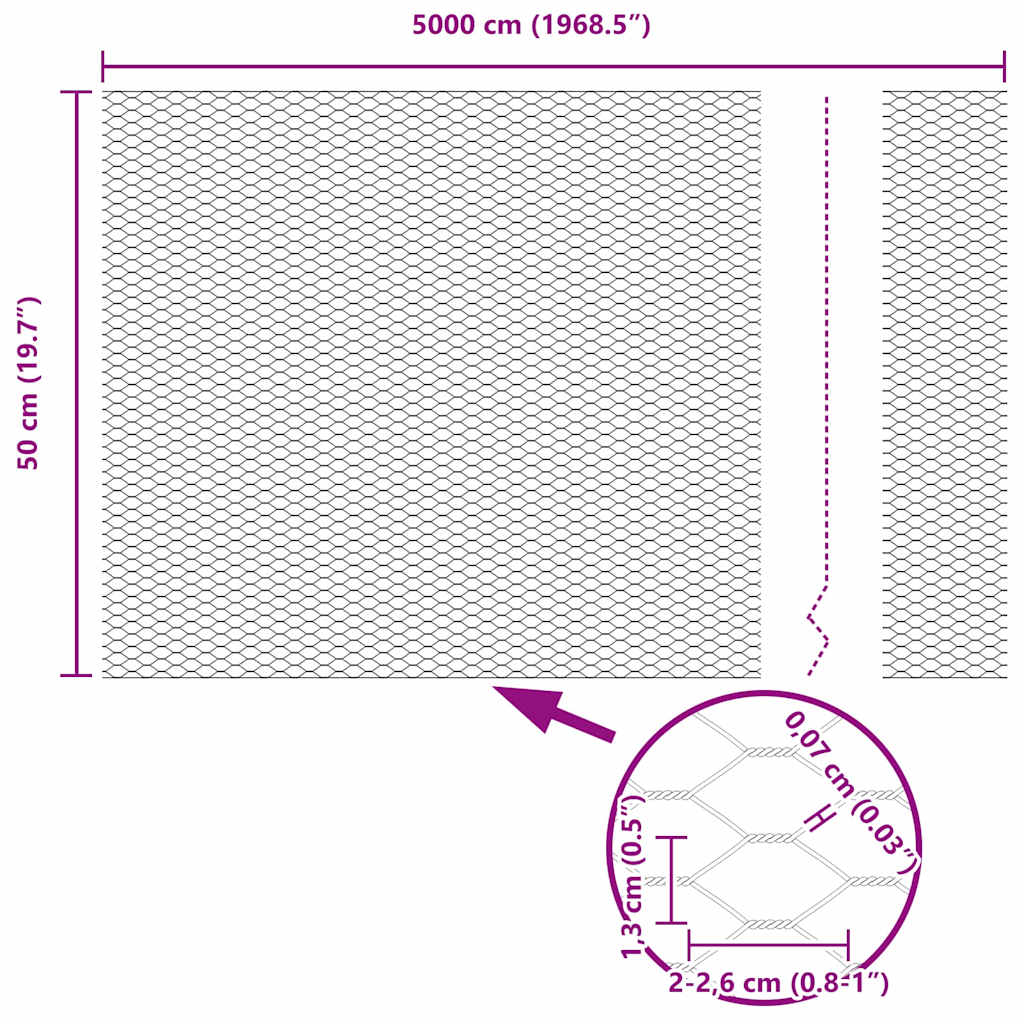 Hexagon Fence Grey 0.5 x 50 m Steel