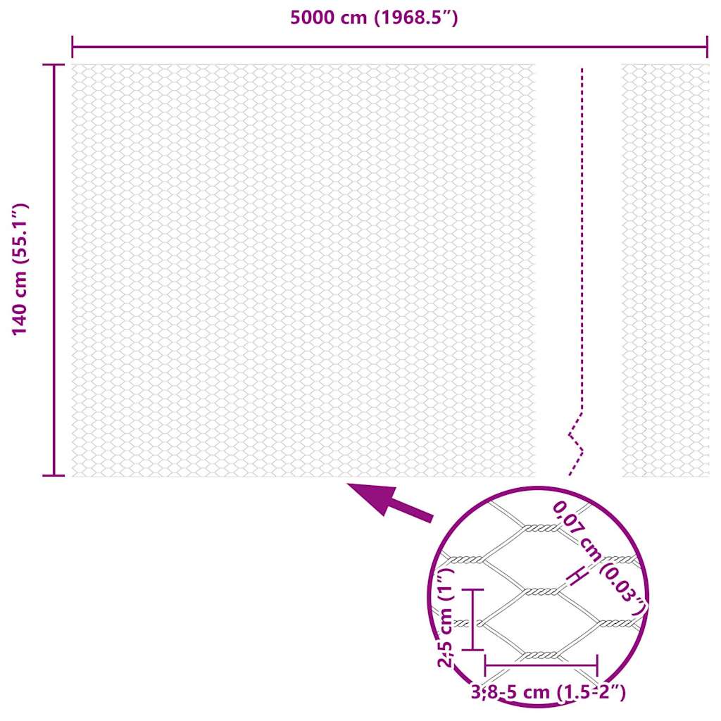 Hexagon Fence Grey 1.4 x 50 m Steel