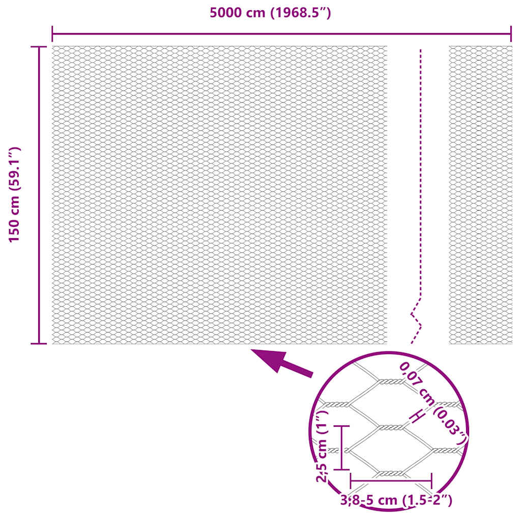 Hexagon Fence Grey 1.5 x 50 m Steel