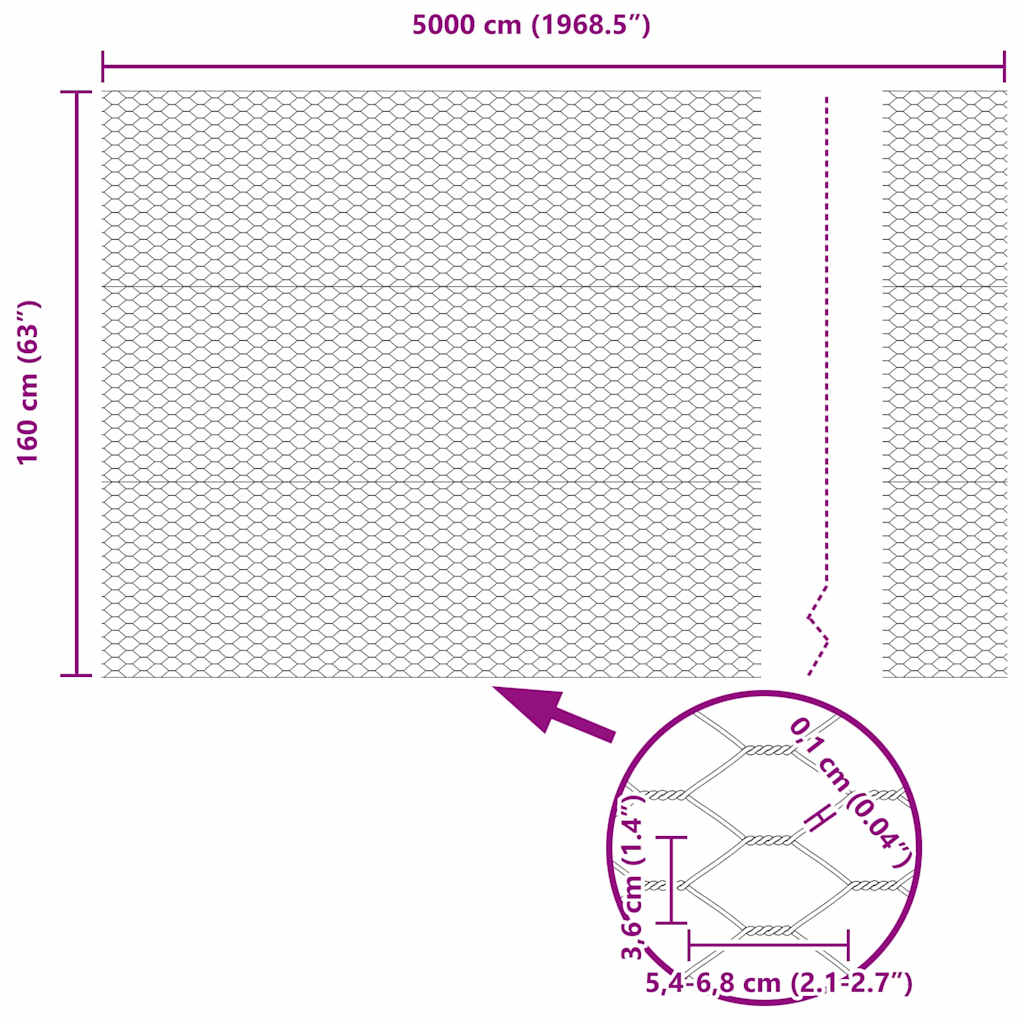 Hexagon Fence Grey 1.6 x 50 m Steel