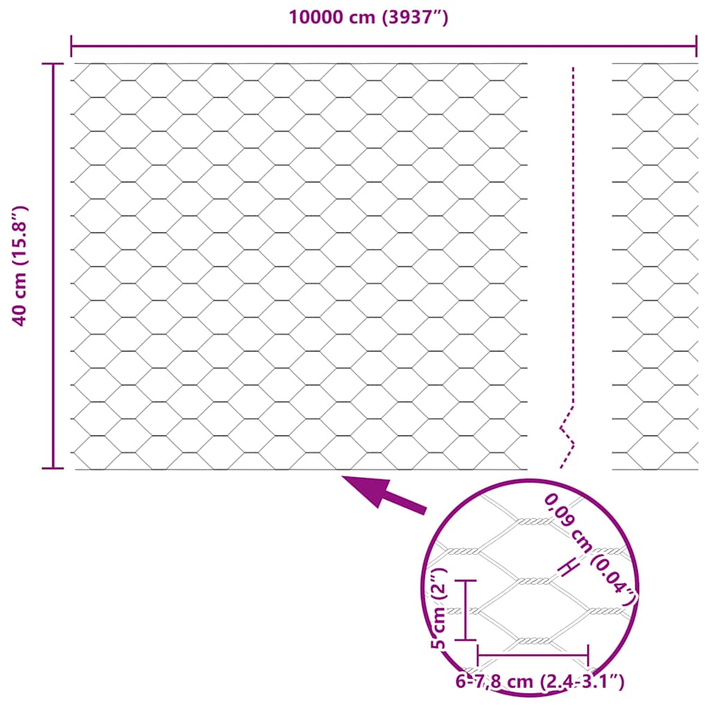Hexagon Fence Grey 0.4 x 100 m Steel
