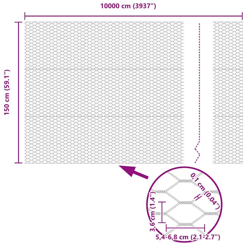 Hexagon Fence Grey 1.5 x 100 m Steel