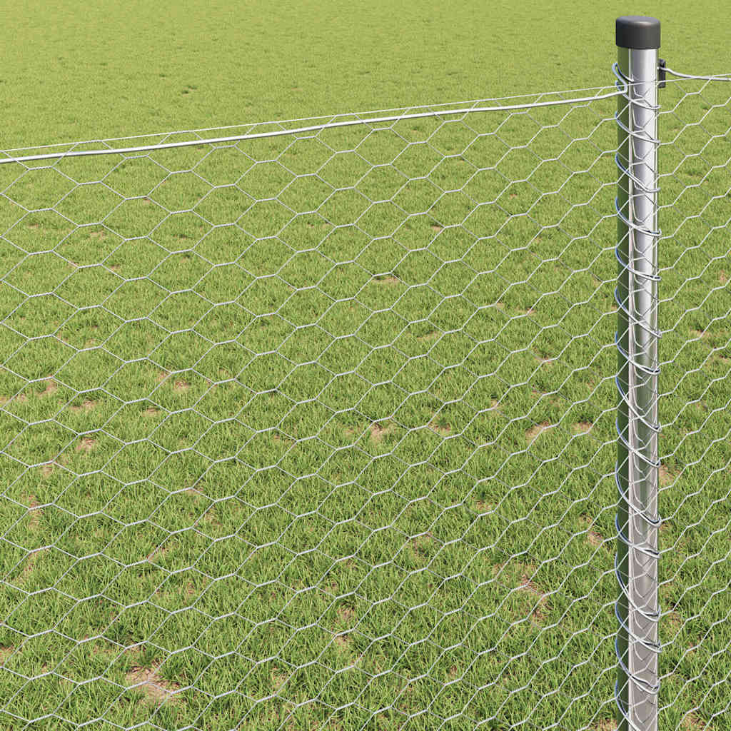 Hexagon Fence Silver 1 x 10 m Galvanised steel