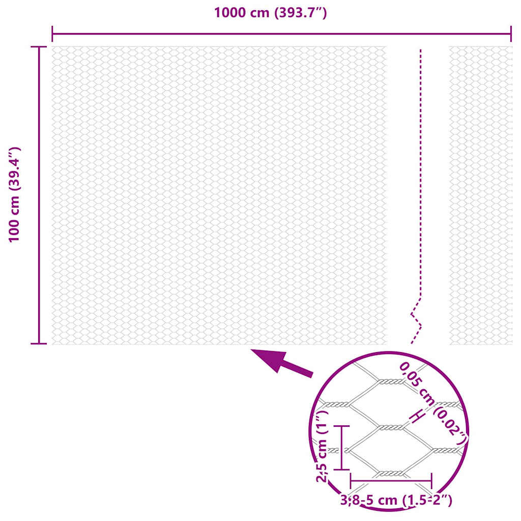 Hexagon Fence Silver 1 x 10 m Galvanised steel