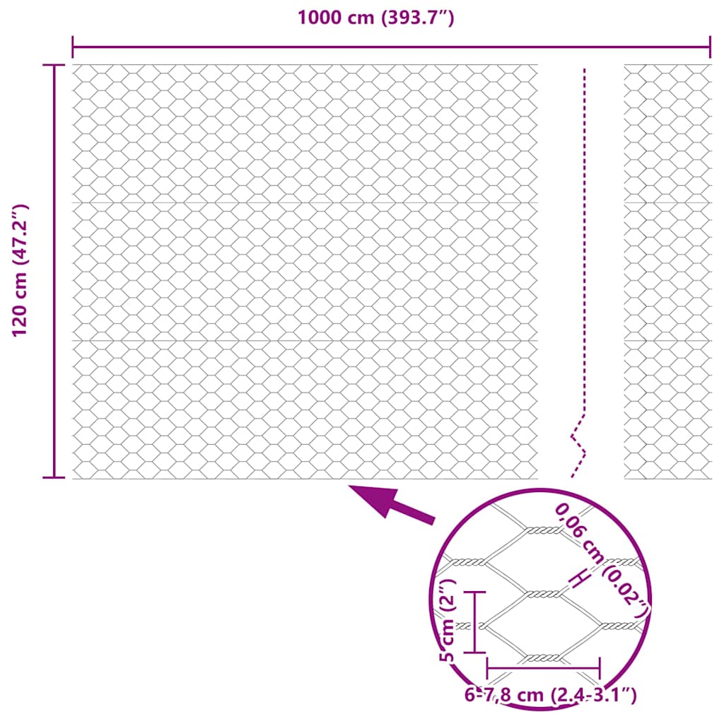 Hexagon Fence Silver 1.2 x 10 m Galvanised steel