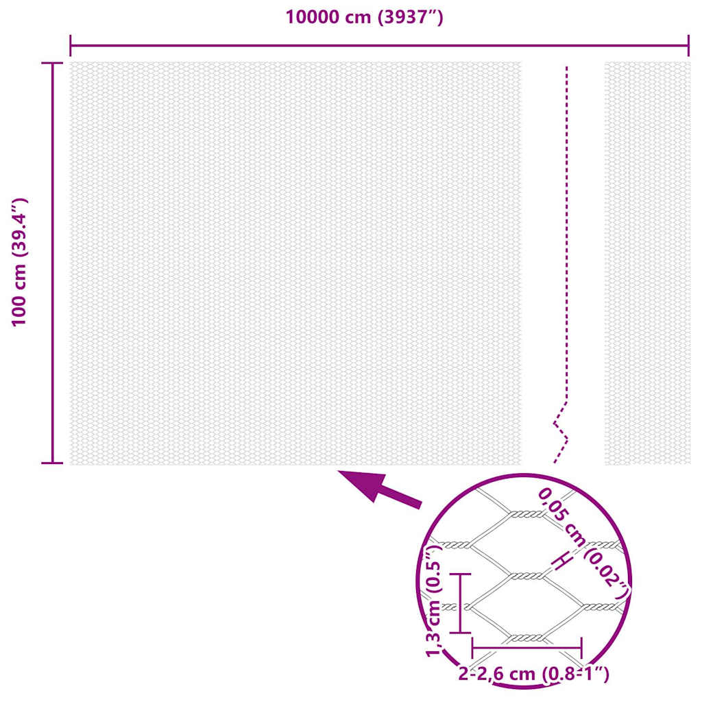 Hexagon Fence Silver 1 x 100 m Galvanised steel
