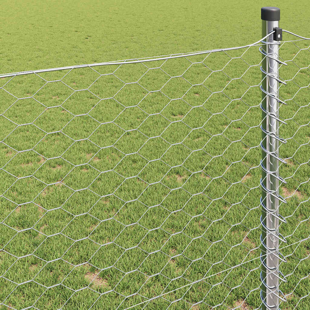 Hexagon Fence Silver 1 x 100 m Galvanised steel