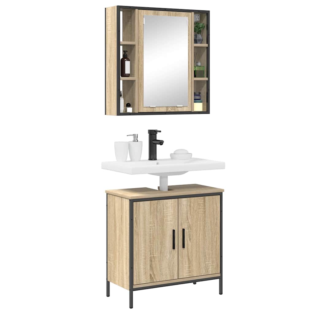 Bathroom Furniture Set with Shelf 2 pcs Brown 60 x 30 x 60 cm