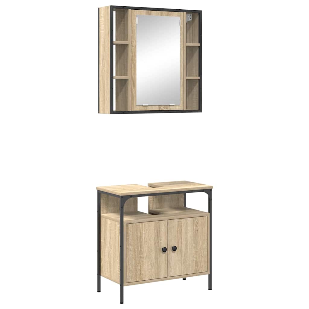 Bathroom Furniture Set with Shelf 2 pcs Brown 60 x 30 x 60 cm