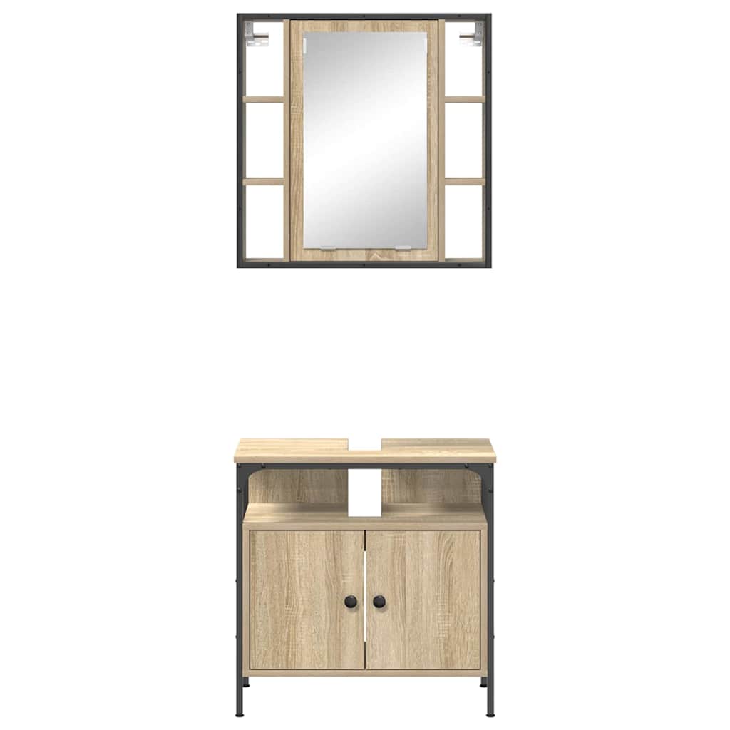 Bathroom Furniture Set with Shelf 2 pcs Brown 60 x 30 x 60 cm