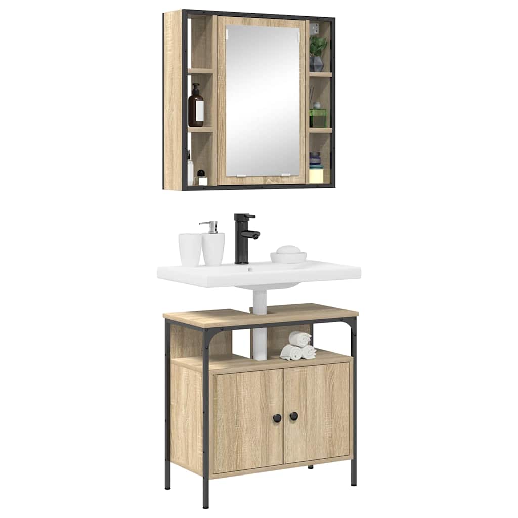 Bathroom Furniture Set with Shelf 2 pcs Brown 60 x 30 x 60 cm