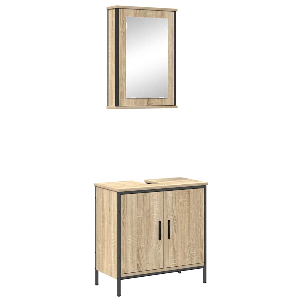 Bathroom Furniture Set with Shelf 2 pcs Brown 60 x 30 x 60 cm
