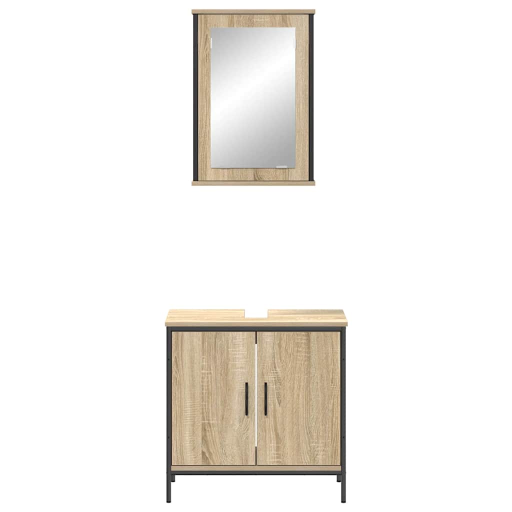 Bathroom Furniture Set with Shelf 2 pcs Brown 60 x 30 x 60 cm