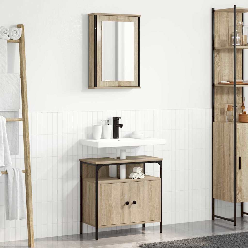 Bathroom Furniture Set with Shelf 2 pcs Brown 60 x 30 x 60 cm