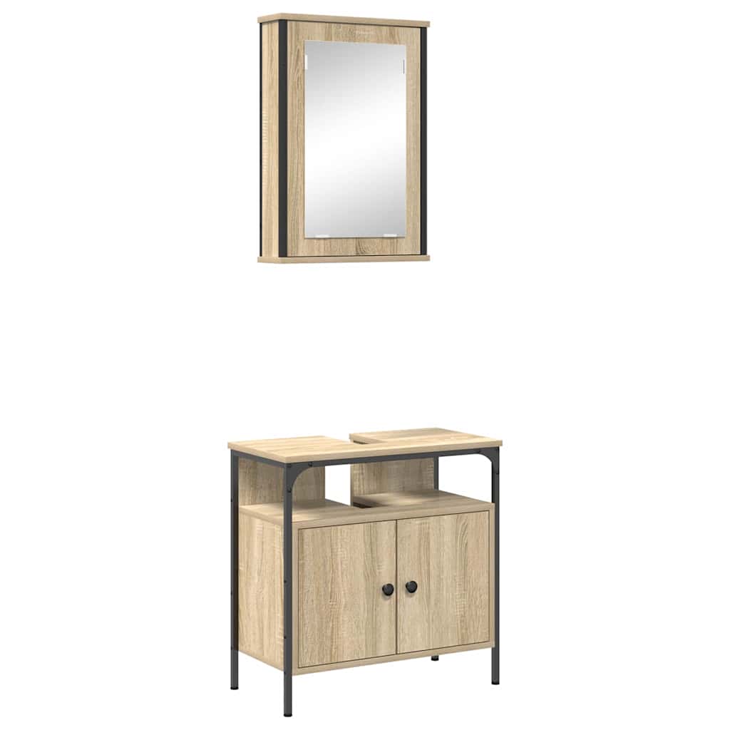 Bathroom Furniture Set with Shelf 2 pcs Brown 60 x 30 x 60 cm