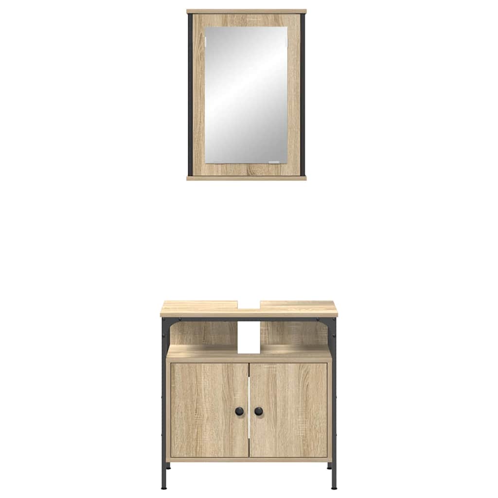 Bathroom Furniture Set with Shelf 2 pcs Brown 60 x 30 x 60 cm