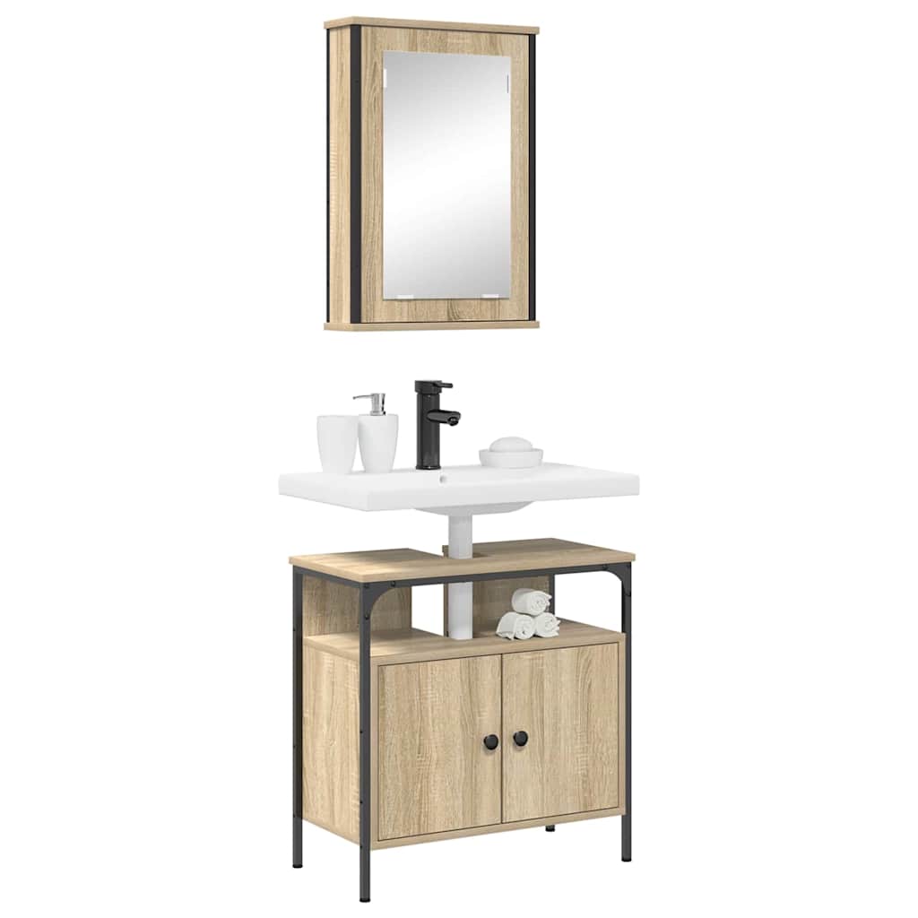 Bathroom Furniture Set with Shelf 2 pcs Brown 60 x 30 x 60 cm