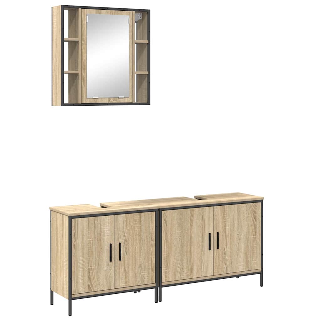 Bathroom Furniture Set with Shelf 3 pcs Brown 60 x 30 x 60 cm