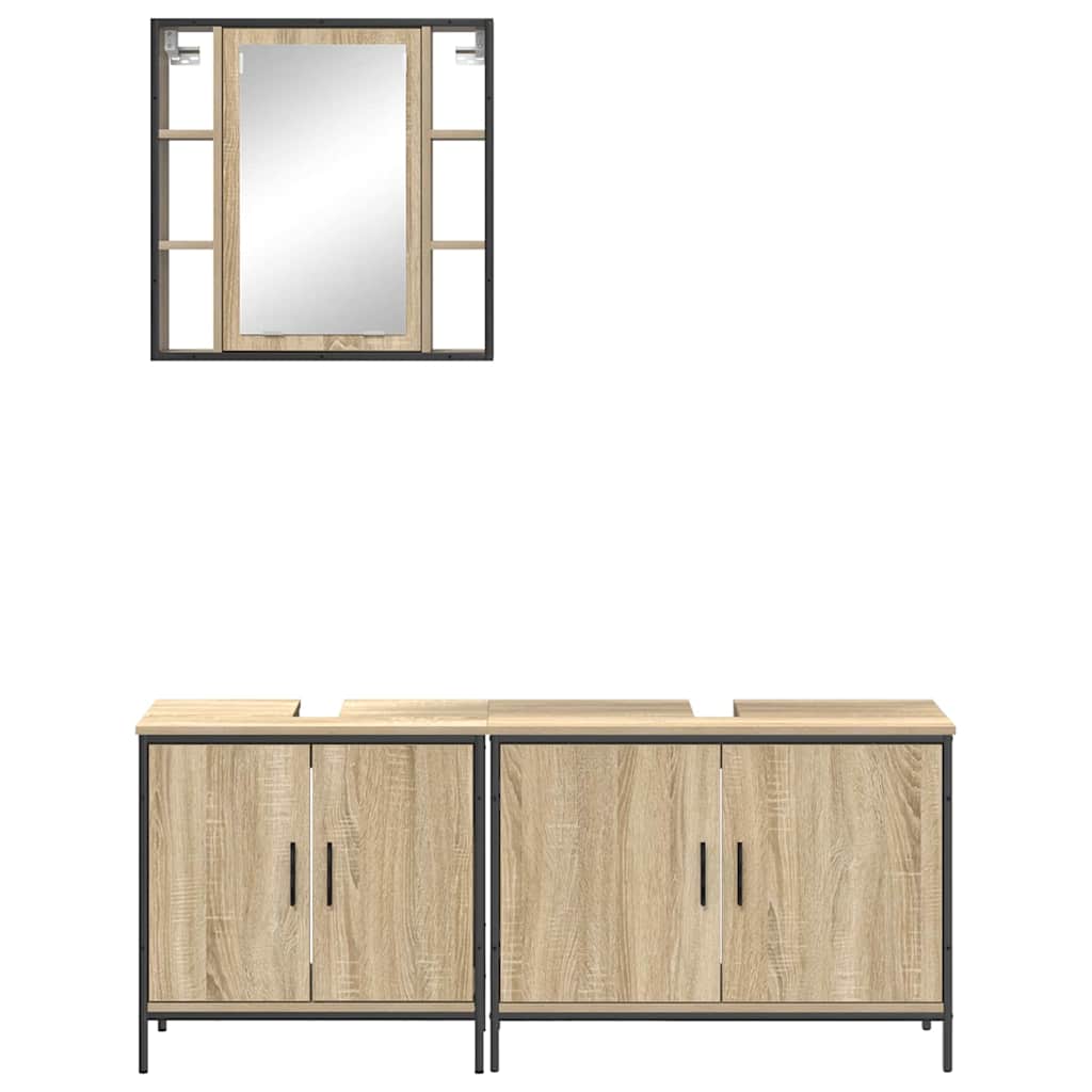 Bathroom Furniture Set with Shelf 3 pcs Brown 60 x 30 x 60 cm