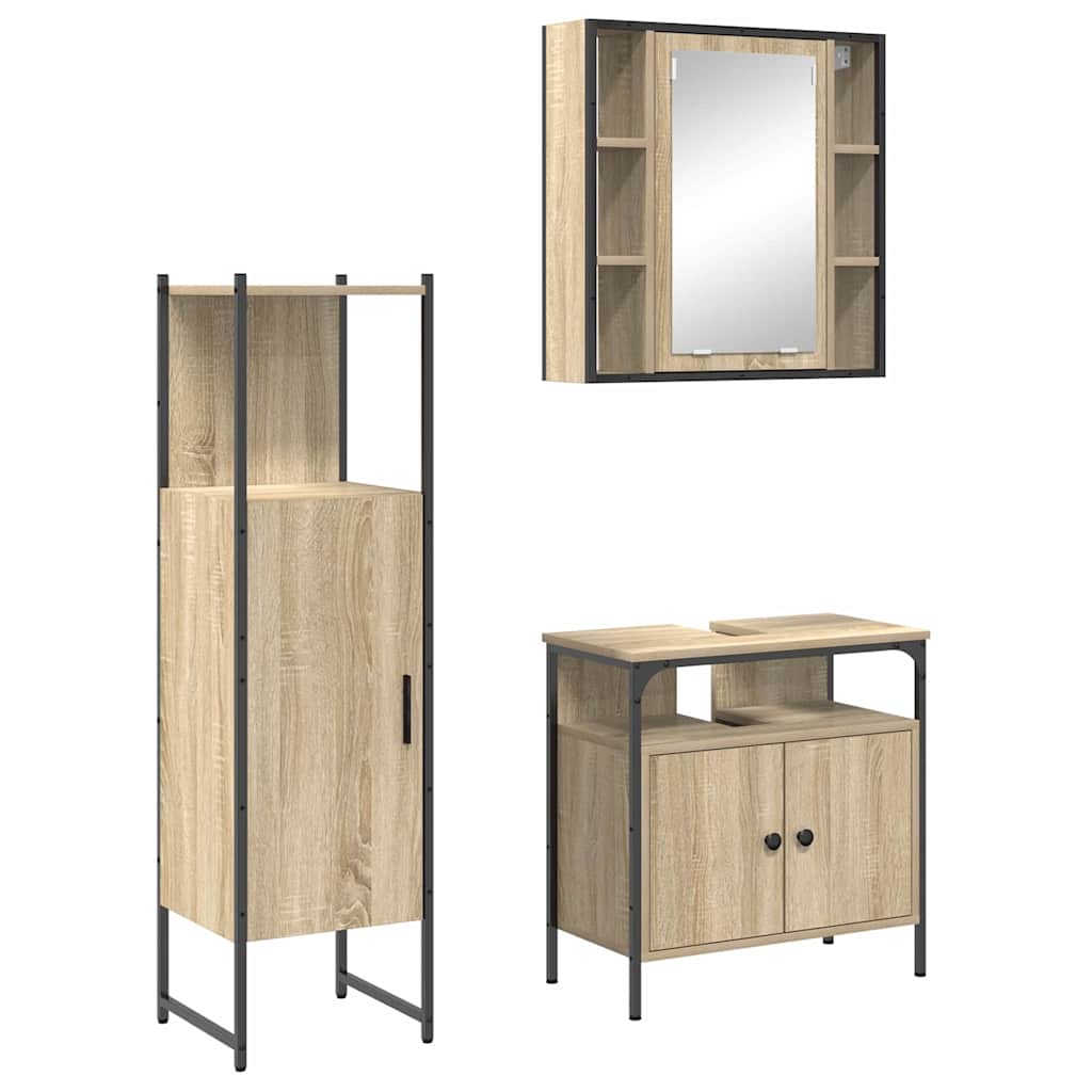 Bathroom Furniture Set with Door 3 pcs Brown 33 x 33 x 120.5 cm