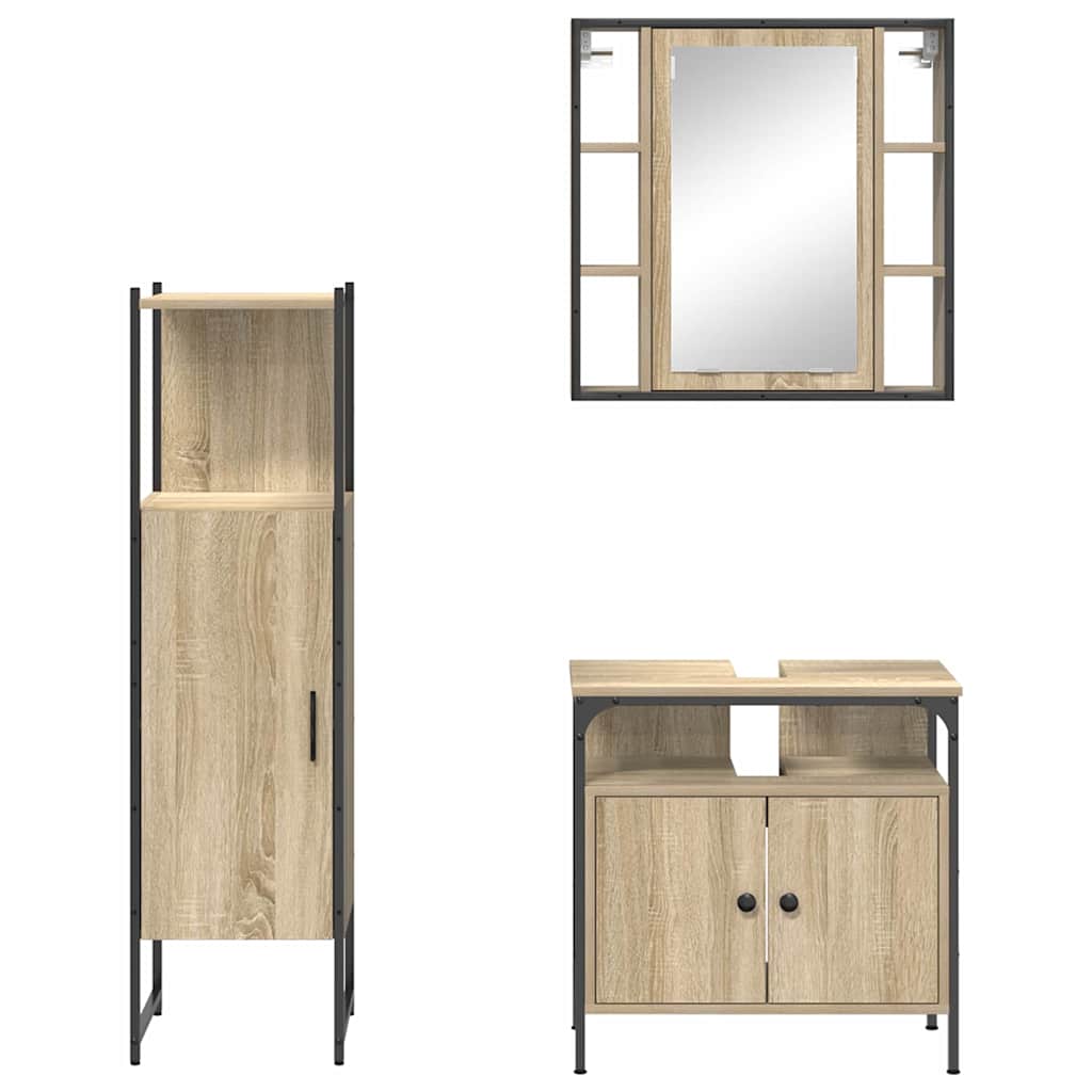 Bathroom Furniture Set with Door 3 pcs Brown 33 x 33 x 120.5 cm