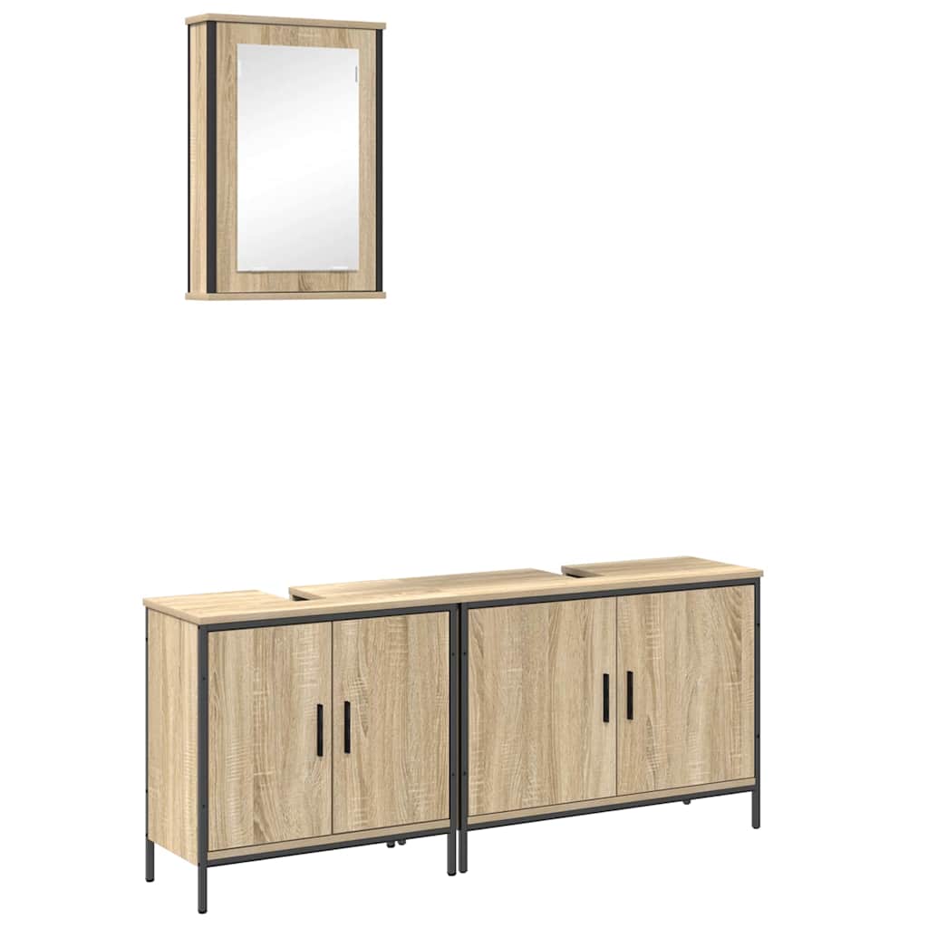 Bathroom Furniture Set with Shelf 3 pcs Brown 60 x 30 x 60 cm