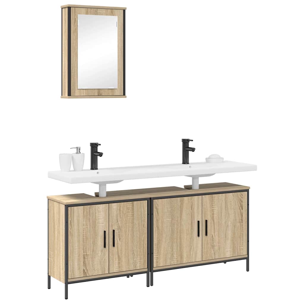 Bathroom Furniture Set with Shelf 3 pcs Brown 60 x 30 x 60 cm