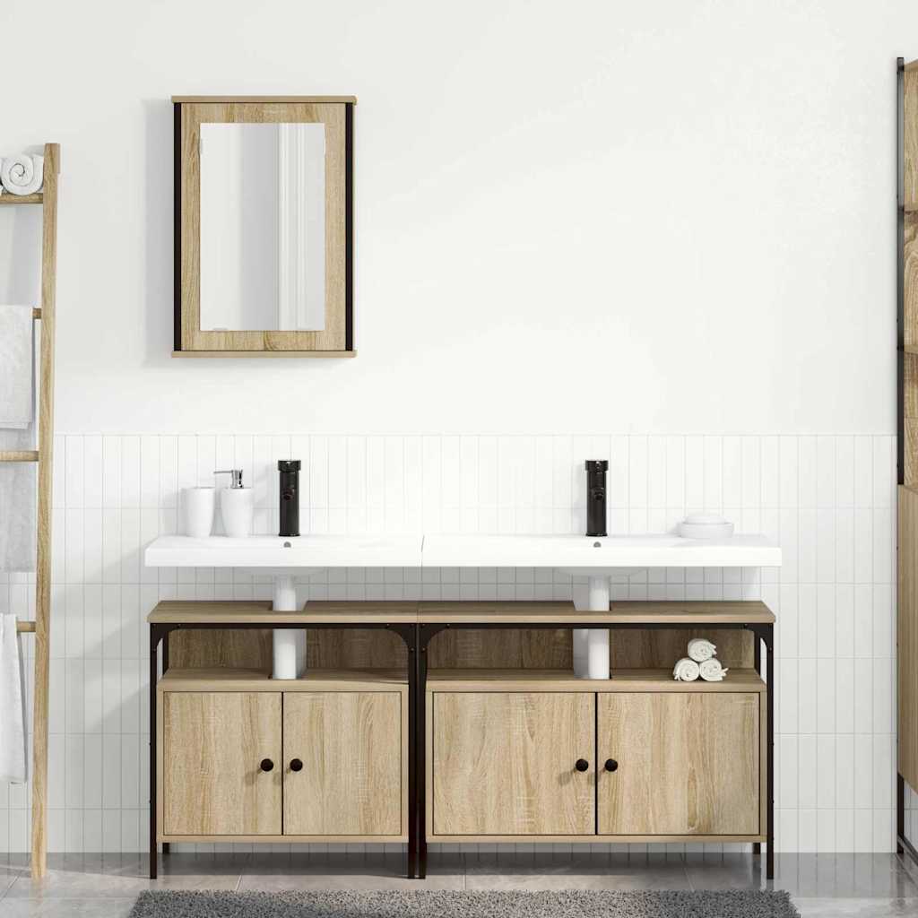 Bathroom Furniture Set with Shelf 3 pcs Brown 80 x 30 x 60 cm