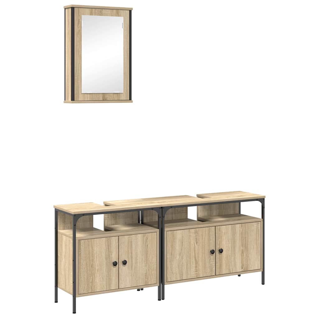 Bathroom Furniture Set with Shelf 3 pcs Brown 80 x 30 x 60 cm