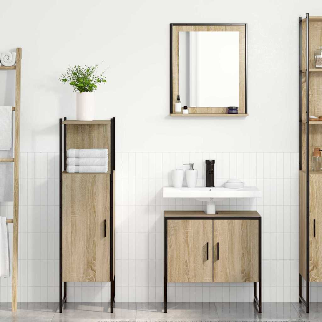 Bathroom Furniture Set with Shelf 3 pcs Brown 60 x 33 x 60 cm