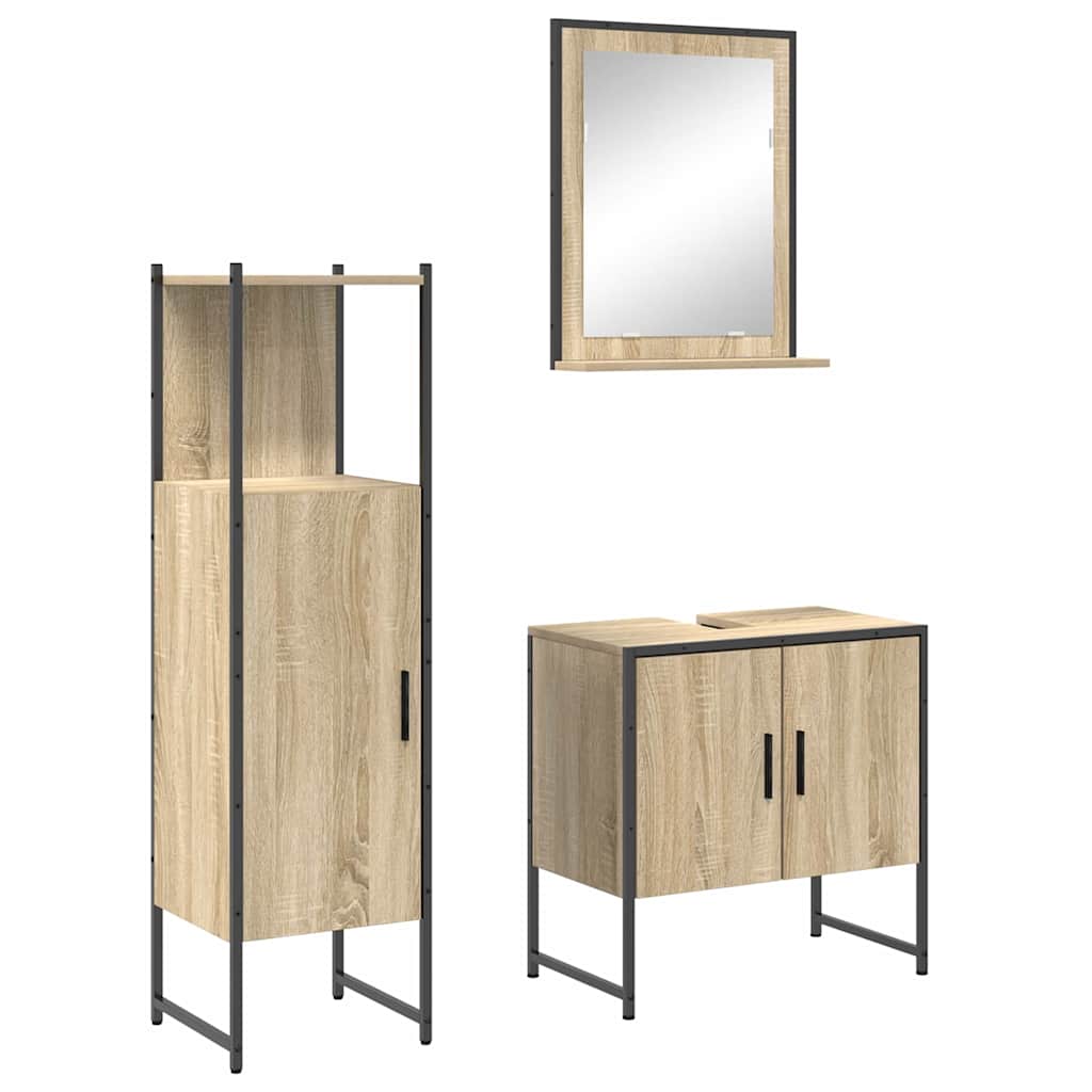 Bathroom Furniture Set with Shelf 3 pcs Brown 60 x 33 x 60 cm