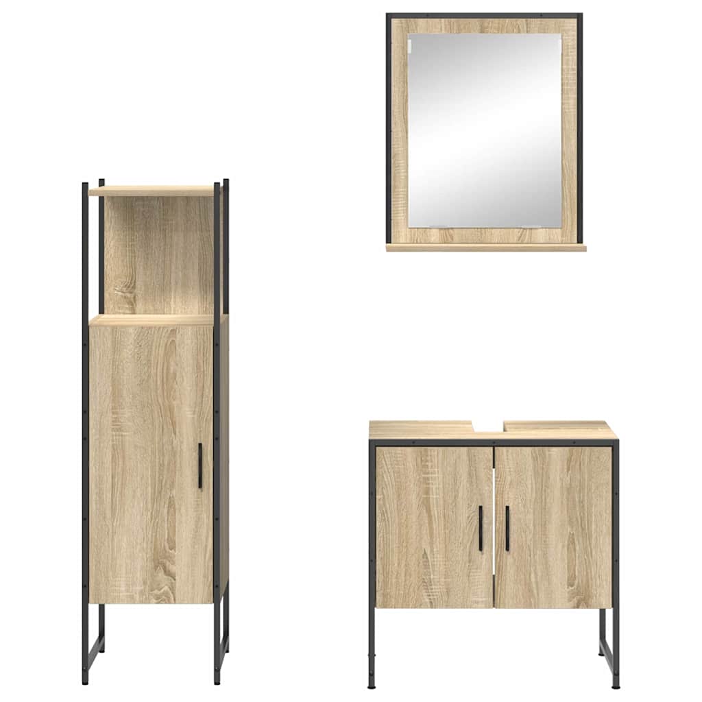 Bathroom Furniture Set with Shelf 3 pcs Brown 60 x 33 x 60 cm
