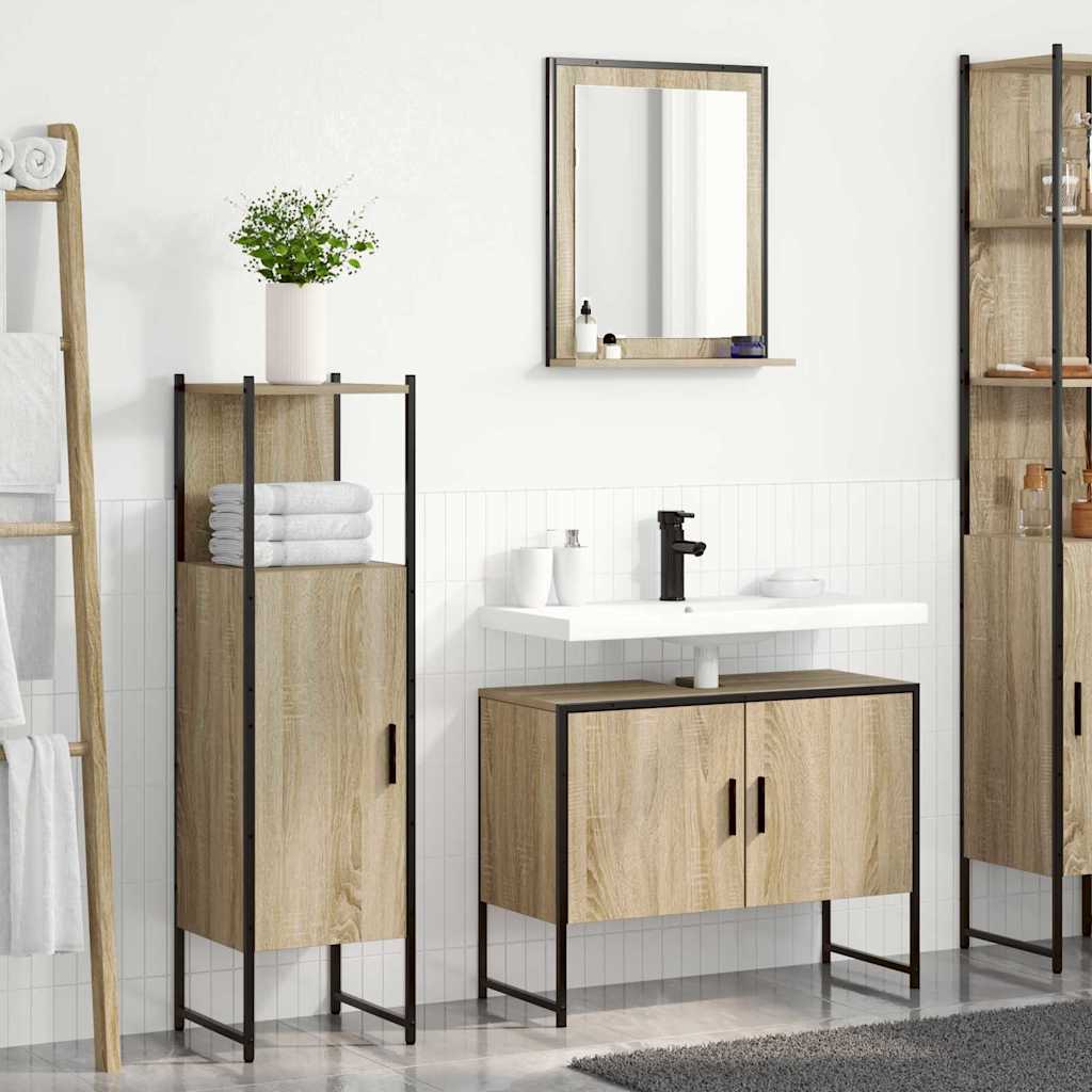Bathroom Furniture Set with Door 3 pcs Brown 33 x 33 x 120.5 cm
