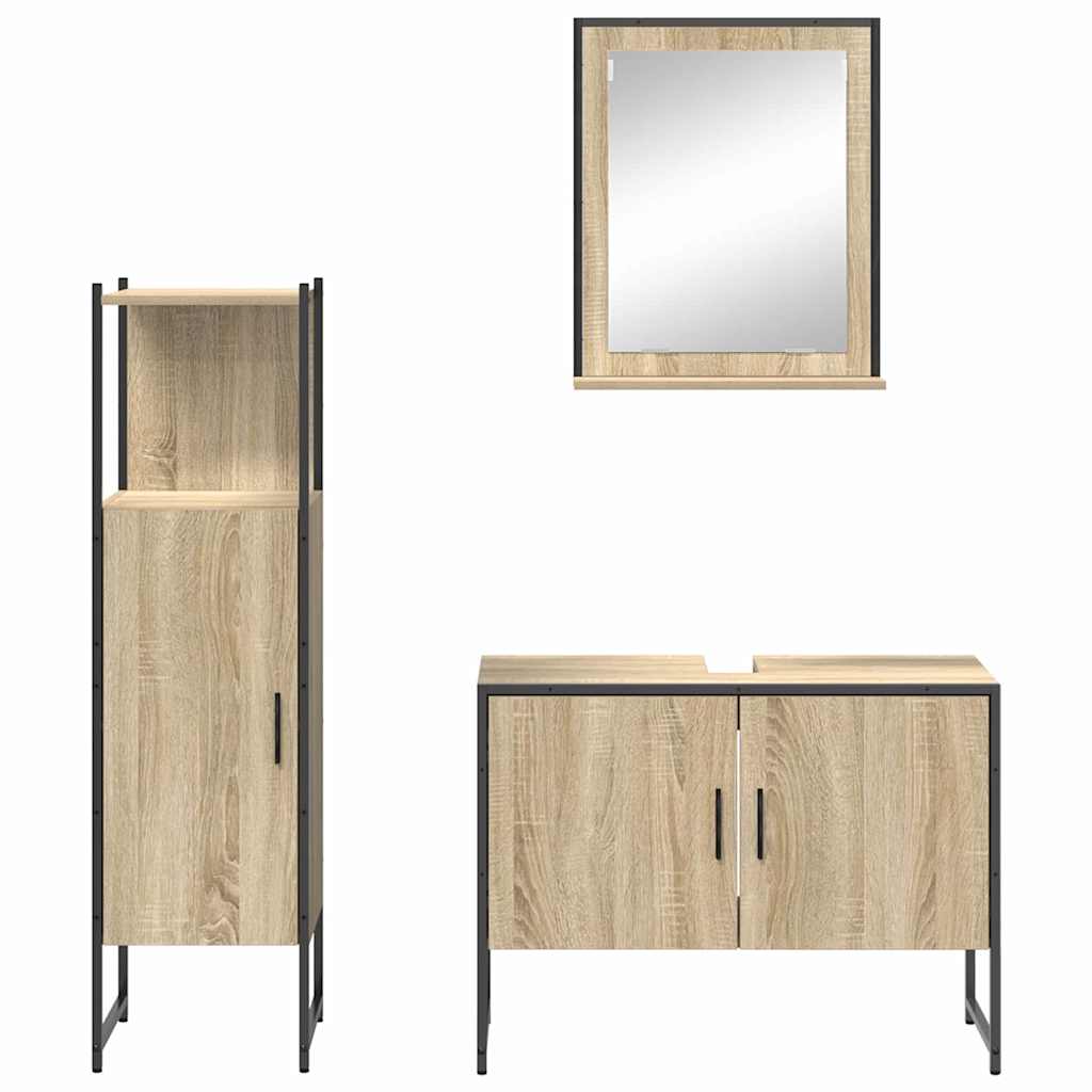 Bathroom Furniture Set with Door 3 pcs Brown 33 x 33 x 120.5 cm