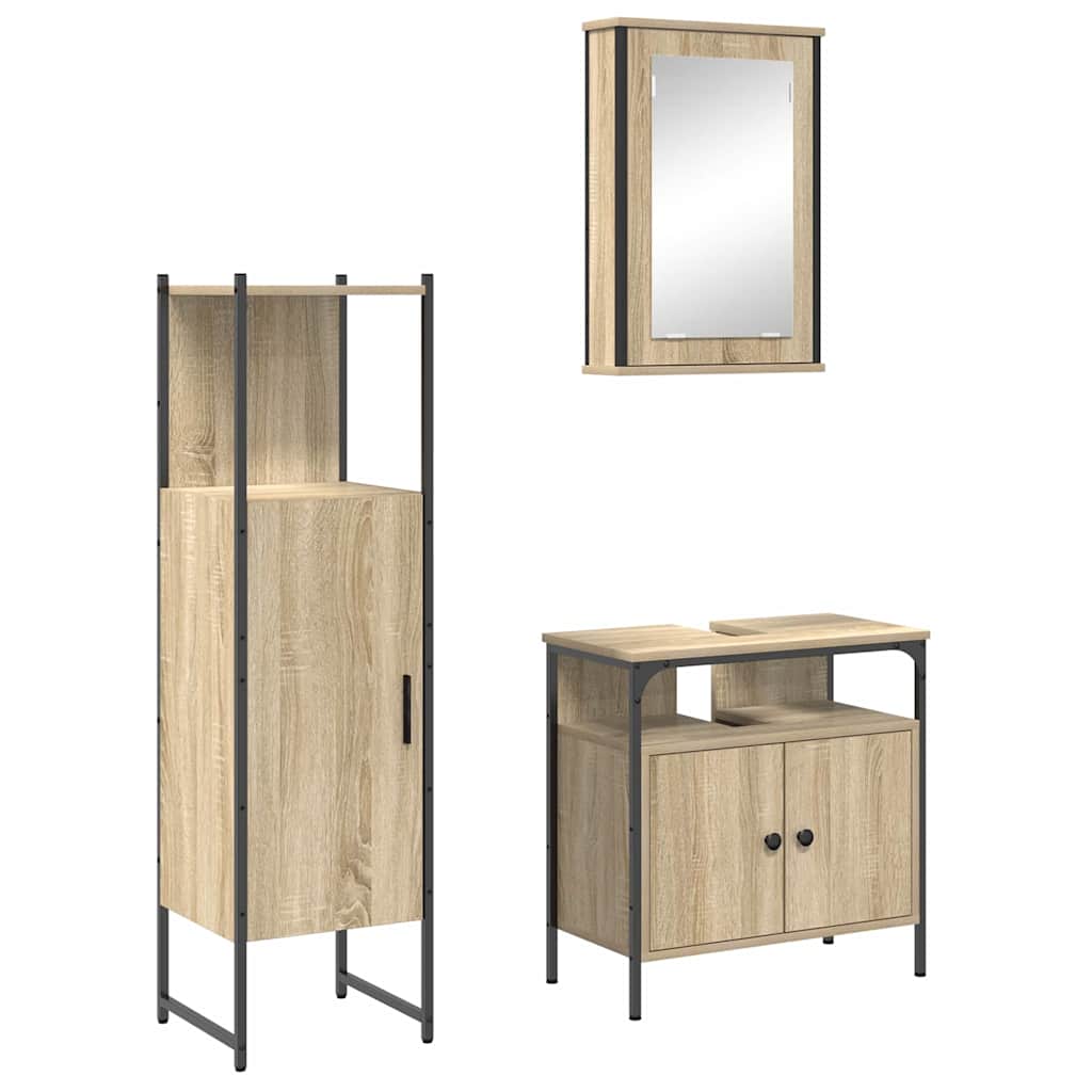 Bathroom Furniture Set with Door 3 pcs Brown 33 x 33 x 120.5 cm