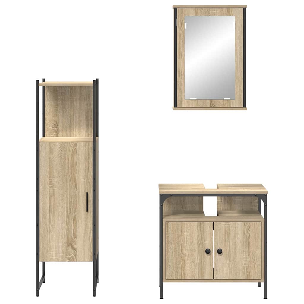 Bathroom Furniture Set with Door 3 pcs Brown 33 x 33 x 120.5 cm