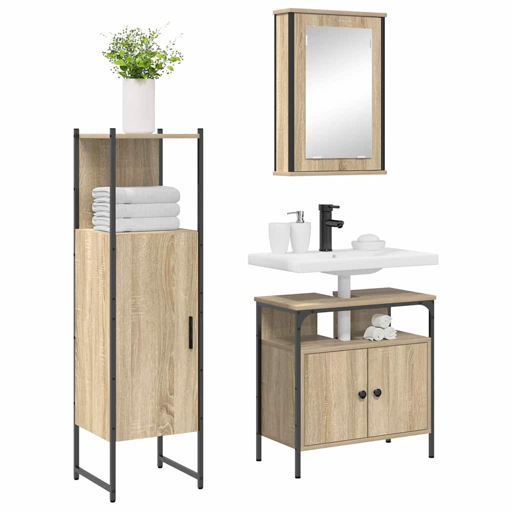 Bathroom Furniture Set with Door 3 pcs Brown 33 x 33 x 120.5 cm