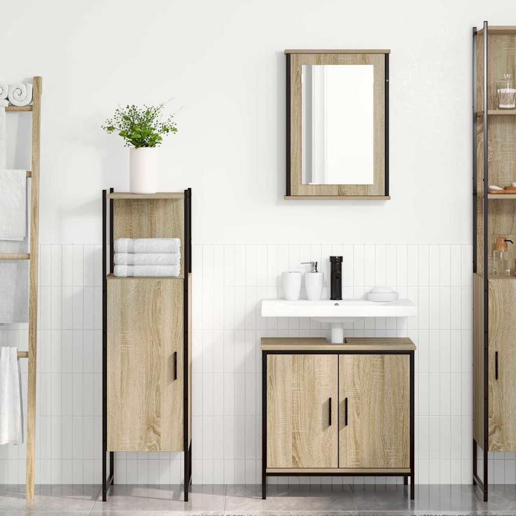 Bathroom Furniture Set with Shelf 3 pcs Brown 60 x 30 x 60 cm